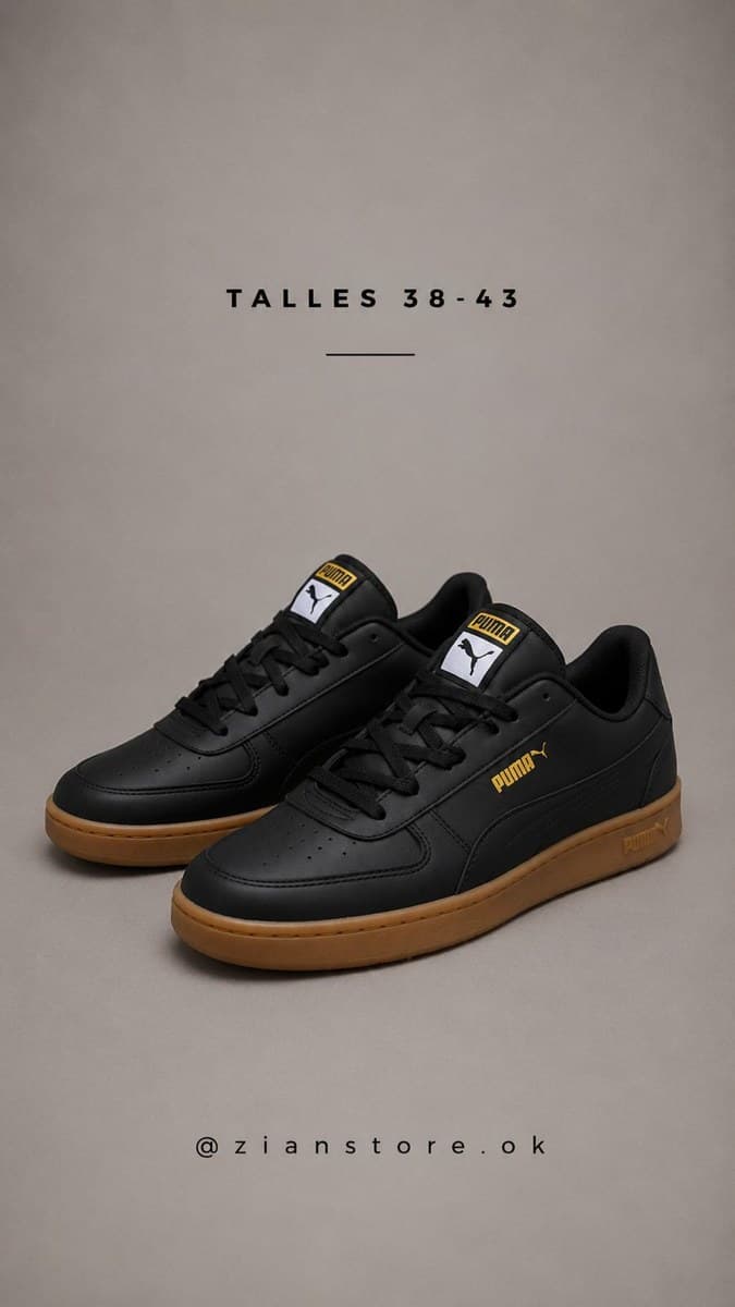 Retro Court Cuero Negra/Gum Negro/Gum — ángulo alternativo